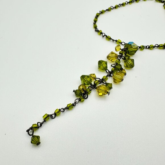 Citrine and Green 90s Era Beaded Choker Necklace - Picture 7 of 7